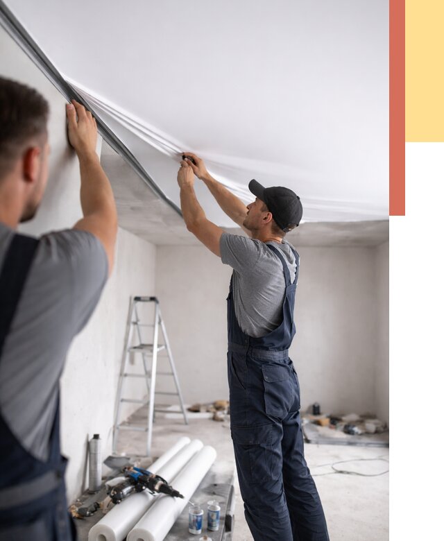 Монтаж матового натяжного потолка в Мичуринске от 4659 руб./м² — быстро и недорого | ОТДЕЛОЧНИК-Мчр