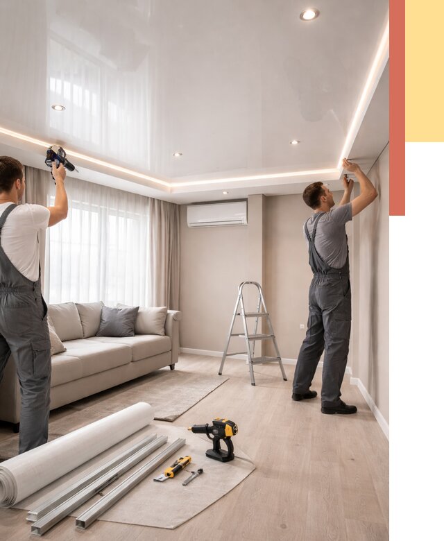 Монтаж глянцевого натяжного потолка в Мичуринске от 777 руб. под ключ | ОТДЕЛОЧНИК-Мчр