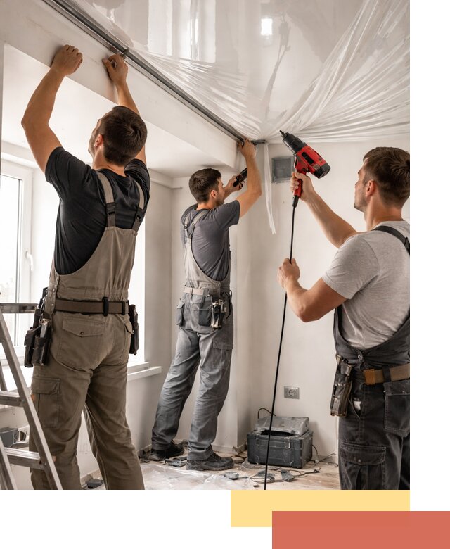 Монтаж глянцевого натяжного потолка в Мичуринске быстро и качественно