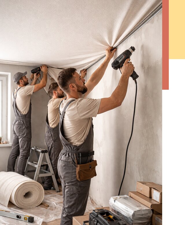 Монтаж фактурного натяжного потолка в Мичуринске от 777 руб. — ОТДЕЛОЧНИК-Мчр