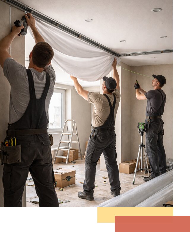 Монтаж парящего натяжного потолка под ключ в Мичуринске