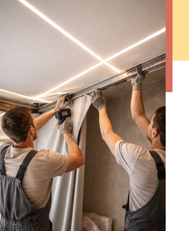 Монтаж натяжного потолка со световыми линиями в Мичуринске от 1242 руб. | ОТДЕЛОЧНИК-Мчр