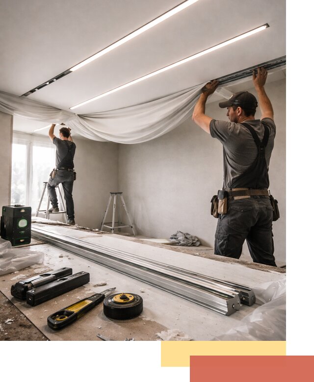 Монтаж натяжных потолков со световыми линиями в Мичуринске