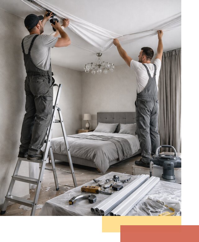 Монтаж натяжного потолка в спальне в Мичуринске