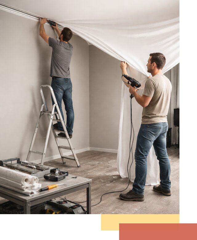 Монтаж натяжного потолка в студии в Мичуринске