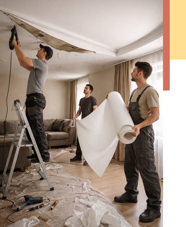 Замена полотна натяжного потолка в Мичуринске от 9836 руб. быстро и недорого | ОТДЕЛОЧНИК-Мчр