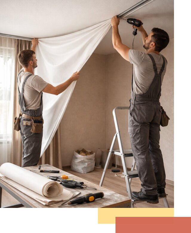 Замена полотна натяжного потолка в Мичуринске быстро и качественно