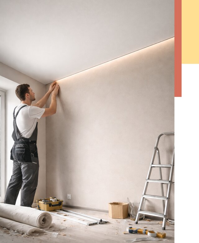 Теневые натяжные потолки в Мичуринске от 8490 руб. под ключ | ОТДЕЛОЧНИК-Мчр