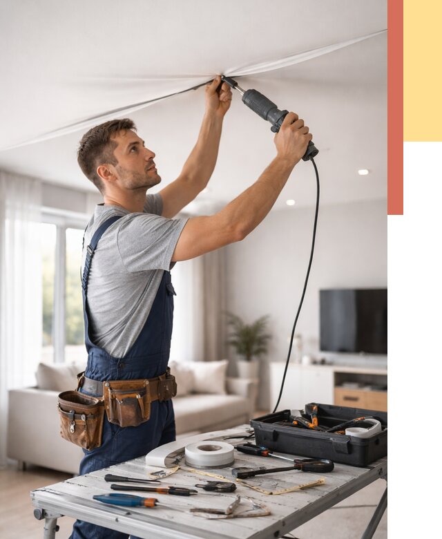 Ремонт натяжных потолков в Мичуринске от 9836 руб. под ключ — ОТДЕЛОЧНИК-Мчр