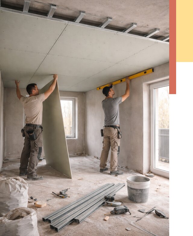 Одноуровневый потолок из гипсокартона в Мичуринске от 777 руб. — монтаж под ключ | ОТДЕЛОЧНИК-Мчр