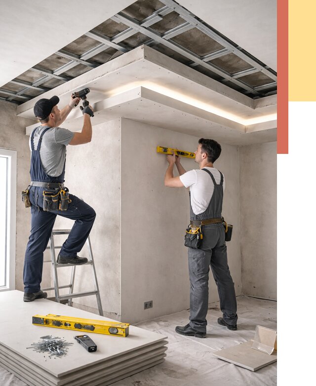 Двухуровневый потолок из гипсокартона в Мичуринске от 1501 руб. под ключ | ОТДЕЛОЧНИК-Мчр