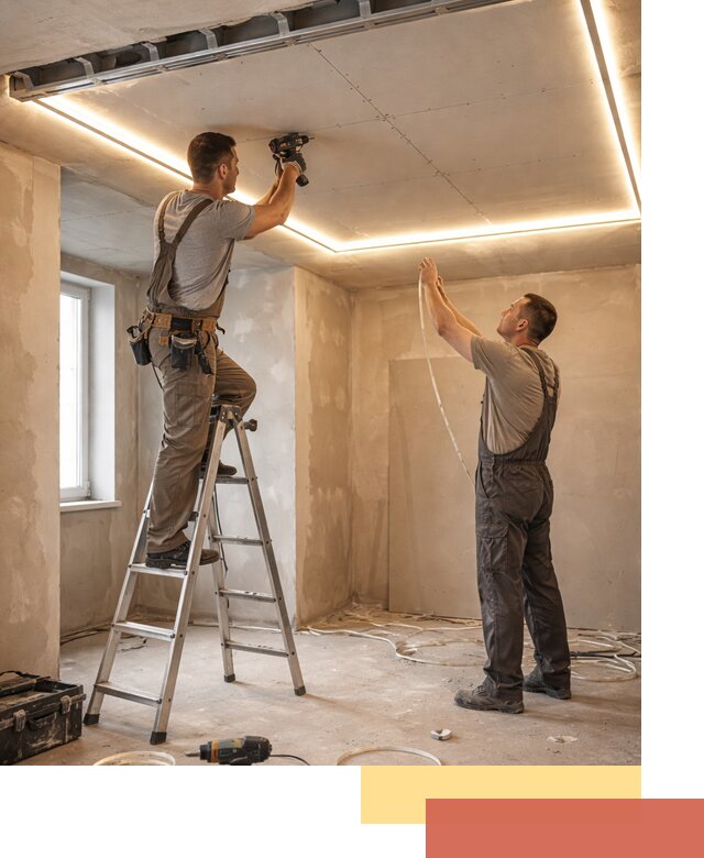 Потолок из гипсокартона с подсветкой в Мичуринске