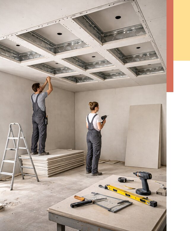 Кессонный потолок из гипсокартона в Мичуринске от 1915 руб. — монтаж и под ключ | ОТДЕЛОЧНИК-Мчр