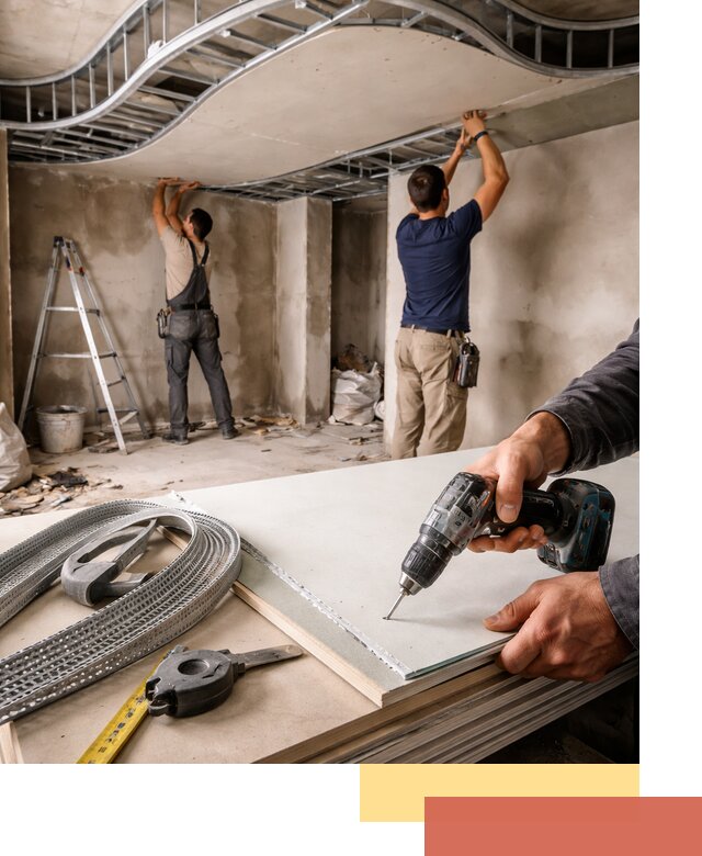 Криволинейный потолок из гипсокартона в Мичуринске — монтаж и отделка