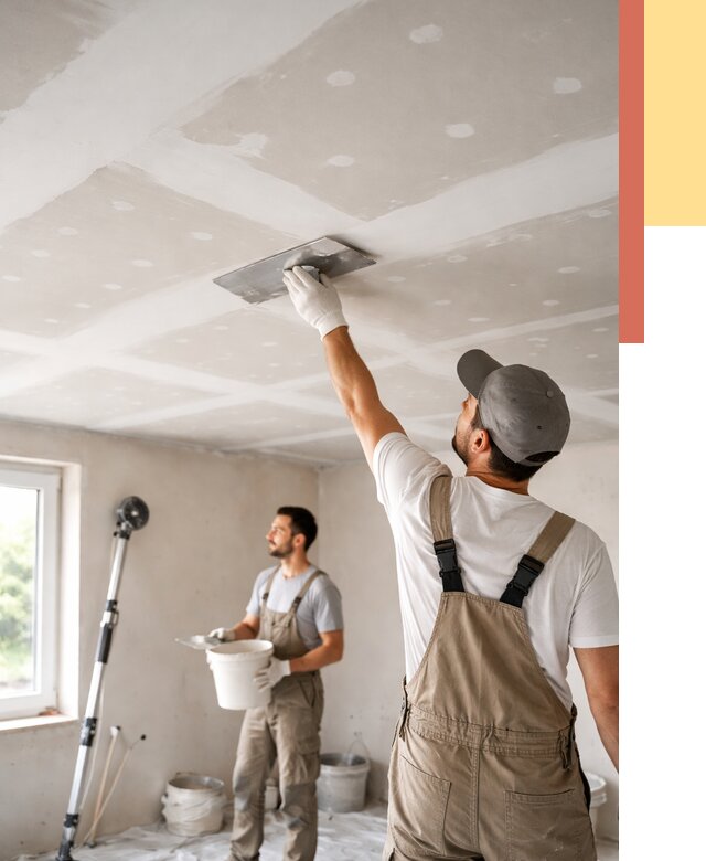 Шпаклевка потолка из гипсокартона в Мичуринске от 3313 руб./м2 — услуги под ключ | ОТДЕЛОЧНИК-Мчр