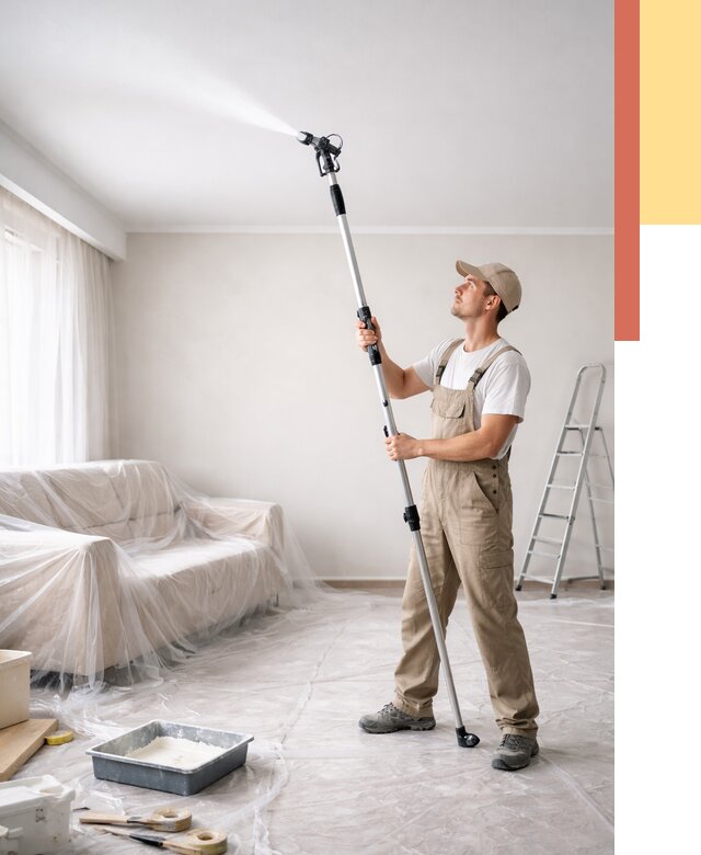 Покраска потолка краскопультом в Мичуринске от 4659 руб. быстро и недорого | ОТДЕЛОЧНИК-Мчр