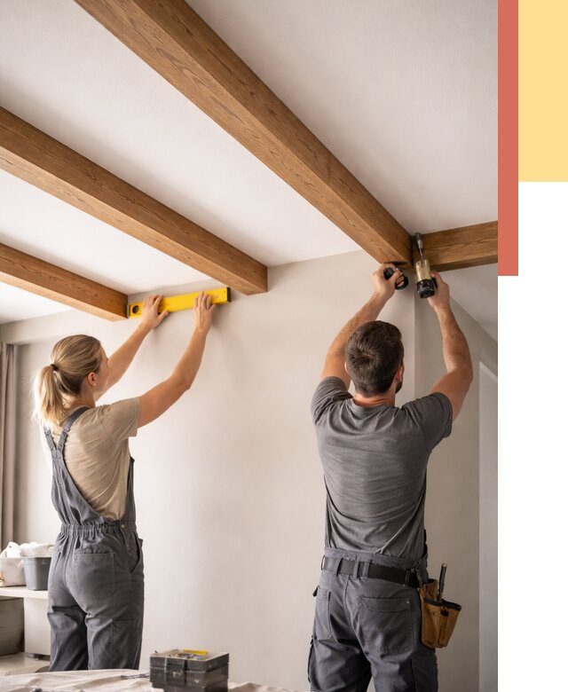 Монтаж декоративных балок на потолок в Мичуринске от 4349 руб. — ОТДЕЛОЧНИК-Мчр